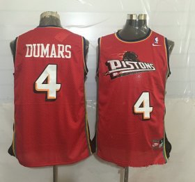 Wholesale Cheap Men\'s Detroit Pistons #4 Joe Dumars Red Hardwood Classics Soul Swingman Throwback Jersey