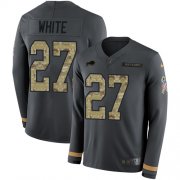 Wholesale Cheap Nike Bills #27 Tre'Davious White Anthracite Salute to Service Youth Stitched NFL Limited Therma Long Sleeve Jersey