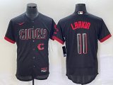 Wholesale Cheap Men's Cincinnati Reds #11 Barry Larkin Black 2023 City Connect Flex Base Stitched Jersey 1