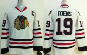 Wholesale Cheap Blackhawks #19 Jonathan Toews Stitched White Youth NHL Jersey