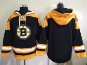 Wholesale Cheap Men's Boston Bruins Black Ageless Must Have Lace Up Pullover Blank Hoodie