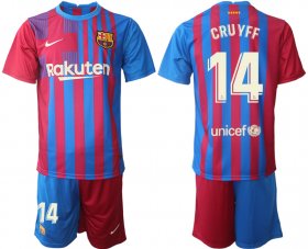 Wholesale Cheap Men 2021-2022 Club Barcelona home red 14 Nike Soccer Jerseys