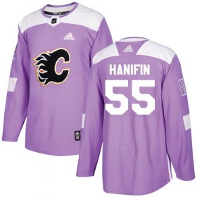 Wholesale Cheap Adidas Flames #55 Noah Hanifin Purple Authentic Fights Cancer Stitched NHL Jersey