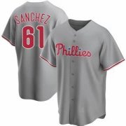 Cheap Men's Philadelphia Phillies #61 Cristopher Sanchez Gray Cool Base Stitched Jersey