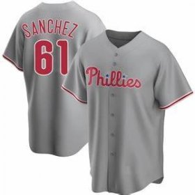 Cheap Men\'s Philadelphia Phillies #61 Cristopher Sanchez Gray Cool Base Stitched Jersey