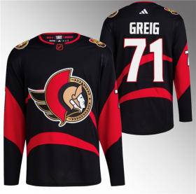 Wholesale Cheap Men\'s Ottawa Senators #71 Ridly Greig Black Reverse Retro Stitched Jersey