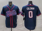 Cheap Men's Buffalo Bills #0 Keon Coleman Navy With Patch Cool Base Stitched Baseball Jersey