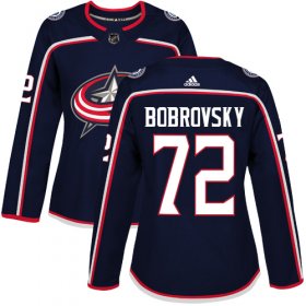 Wholesale Cheap Adidas Blue Jackets #72 Sergei Bobrovsky Navy Blue Home Authentic Women\'s Stitched NHL Jersey