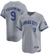 Cheap Men's Kansas City Royals #9 Vinnie Pasquantino Gray 2024 Away Limited Stitched Baseball Jersey