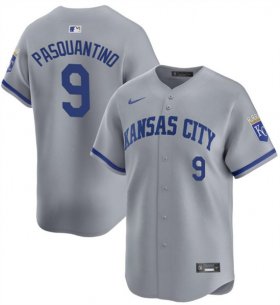 Cheap Men\'s Kansas City Royals #9 Vinnie Pasquantino Gray 2024 Away Limited Stitched Baseball Jersey