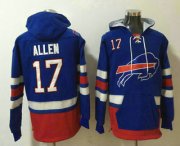 Wholesale Cheap Men's Buffalo Bills #17 Josh Allen NEW Blue Pocket Stitched NFL Pullover Hoodie