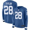 Wholesale Cheap Nike Colts #28 Jonathan Taylor Royal Blue Team Color Women's Stitched NFL Limited Therma Long Sleeve Jersey