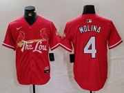 Cheap Men's St Louis Cardinals #4 Yadier Molina Red 2024 City Connect Stitched Baseball Jersey