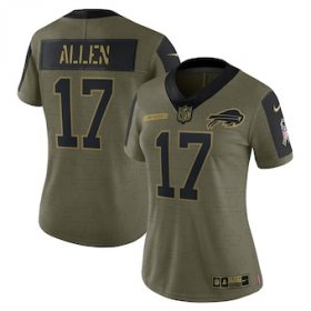 Wholesale Cheap Women\'s Buffalo Bills #17 Josh Allen Nike Olive 2021 Salute To Service Limited Player Jersey