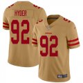 Wholesale Cheap Nike 49ers #92 Kerry Hyder Gold Men's Stitched NFL Limited Inverted Legend Jersey