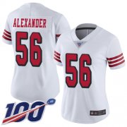 Wholesale Cheap Nike 49ers #56 Kwon Alexander White Rush Women's Stitched NFL Limited 100th Season Jersey