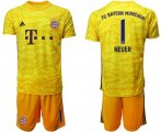 Wholesale Cheap Bayern Munchen #1 Neuer Yellow Goalkeeper Soccer Club Jersey