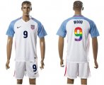 Wholesale Cheap USA #9 Wood White Rainbow Soccer Country Jersey