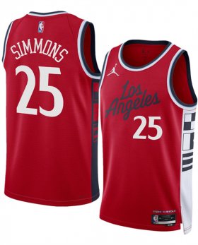 Cheap Men\'s Los Angeles Clippers #25 Ben Simmons Red 2024-25 Statement Edition Stitched Jersey