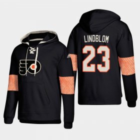 Wholesale Cheap Philadelphia Flyers #23 Oskar Lindblom Black adidas Lace-Up Pullover Hoodie