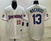 Cheap Men's Dominican Republic Baseball #13 Manny Machado Number 2023 White World Baseball Classic Stitched Jerseys