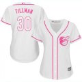 Wholesale Cheap Orioles #30 Chris Tillman White/Pink Fashion Women's Stitched MLB Jersey