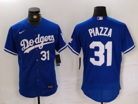 Cheap Men\'s Los Angeles Dodgers #31 Mike Piazza Number Blue Flex Base Stitched Baseball Jerseys