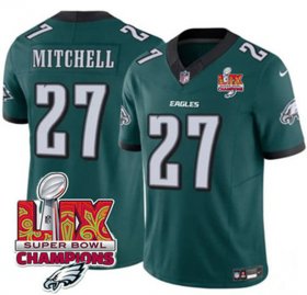 Cheap Men\'s Philadelphia Eagles #27 Quinyon Mitchell Green 2025 Eagles Logo Super Bowl LIX Patch New F.U.S.E. Vapor Untouchable Limited Football Stitched Jersey