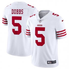 Cheap Men\'s San Francisco 49ers #5 Josh Dobbs White Vapor Untouchable Limited Football Stitched Jersey