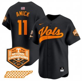 Men\'s Tennessee Volunteers #11 Billy Amick Black 2024 Champions Vapor Limited Stitched Jersey