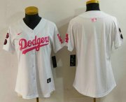 Cheap Women's Los Angeles Dodgers Blank White Pink With Patch Limited Stitched Jersey