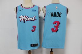 Wholesale Cheap Heat 3 Dwyane Wade Light Blue 2020 Nike City Edition Swingman Jersey