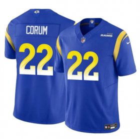 Cheap Men\'s Los Angeles Rams #22 Blake Corum Blue 2024 Draft F.U.S.E. Vapor Untouchable Football Stitched Jersey