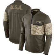 Wholesale Cheap Men's Oakland Raiders Nike Olive Salute to Service Sideline Hybrid Half-Zip Pullover Jacket