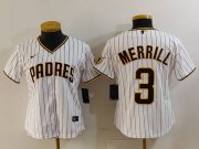 Women's San Diego Padres #3 Jackson Merrill White Cool Base Stitched Jersey