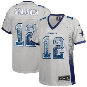 Wholesale Cheap Nike Cowboys #12 Roger Staubach Grey Women\'s Stitched NFL Elite Drift Fashion Jersey