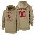 Wholesale Cheap Arizona Cardinals Custom Nike Tan 2019 Salute To Service Name & Number Sideline Therma Pullover Hoodie