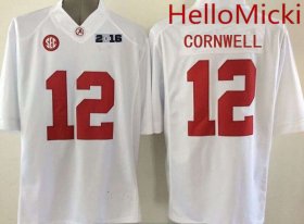 Wholesale Cheap Men\'s Alabama Crimson Tide #12 David Cornwell White 2016 BCS College Football Nike Limited Jersey