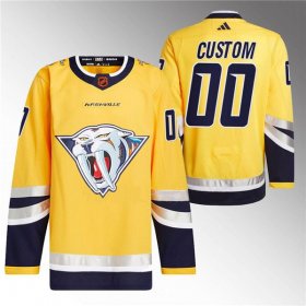 Wholesale Cheap Men\'s Nashville Predators Custom Gold 2022-23 Reverse Retro Stitched Jersey