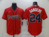 Wholesale Cheap Men Atlanta Braves 24 Sanders Red Game Nike MLB Jerseys