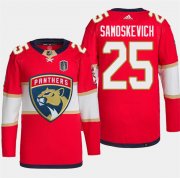 Cheap Men's Florida Panthers #25 Mackie Samoskevich Red 2024 Stanley Cup Final Patch Stitched Jersey