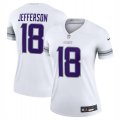 Wholesale Cheap Women's Minnesota Vikings #18 Justin Jefferson White Winter Warrior Limited Football Stitched Jersey