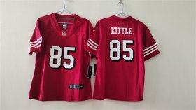 Cheap Women\'s San Francisco 49ers #85 George Kittle Red Vapor Alternate Football Stitched Jersey(Run Small)