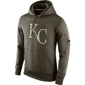 Wholesale Cheap Men\'s Kansas City Royals Nike Olive Salute To Service KO Performance Hoodie