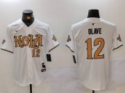 Cheap Men's New Orleans Saints #12 Chris Olave Number White Nola Baseball Jersey