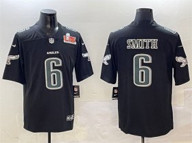 Cheap Men\'s Philadelphia Eagles #6 DeVonta Smith Black 2025 Super Bowl LIX Patch Fashion New Vapor Untouchable Limited Stitched Football Jersey