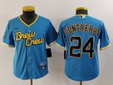 Youth Milwaukee Brewers #24 William Contreras Blue 2022 City Connect Cool Base Stitched Jersey