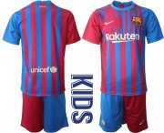 Wholesale Cheap Youth 2021-2022 Club Barcelona home red blank Nike Soccer Jerseys