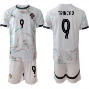 Cheap Men's Portugal Team #9 Trincao 2025 White Away Soccer Jersey Suit