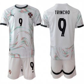 Cheap Men\'s Portugal Team #9 Trincao 2025 White Away Soccer Jersey Suit